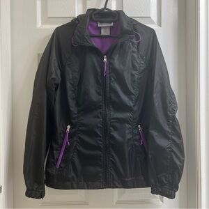 Free Country Black Purple Rain Windbreaker Shell Jacket